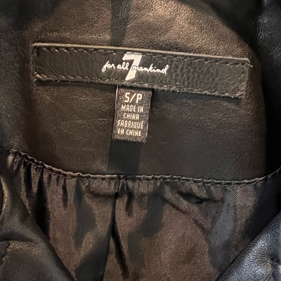 7 for all mankind Genuine 100% Leather Black Motorcycle Moto Jacket (small) - Picture 3 of 9